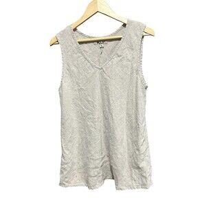 Flax Khaki Womens Size Medium Tunic Top Sleeveless Linen Earth Natural Vneck